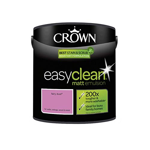 Image of 2.5L CROWN Easy Clean MATT Emulsion Multi Surface Paint That can be Used on Walls, Ceilings, Wood and Metal. Stain & Scrub Resistant Formula – Fairy Dust
