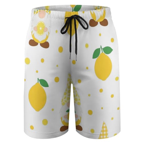 Short de bain homme natation plage jaune à motif rétro réglable chic