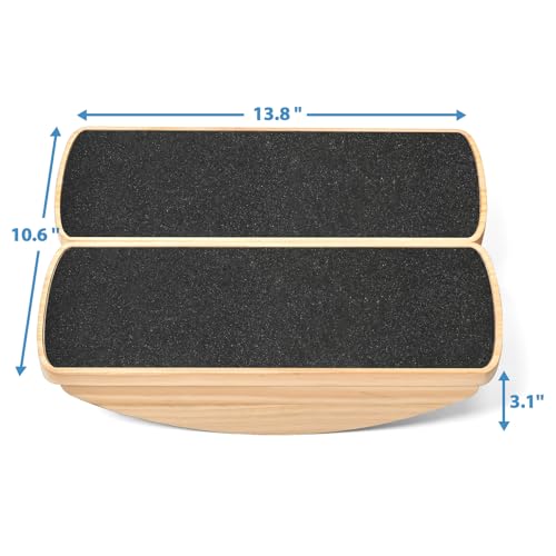 Image of Standing Desk Anti Fatigue Mat Balance Board, Exercise Wooden Wobble Board Stability Rocker Perfect for Office, Workstation, Home, Gym, Kitchen (Split)
