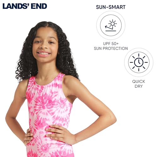 Image of Lands' End Girls' UPF 50+ Swim Bikini Bottom and Racerback Tankini Set