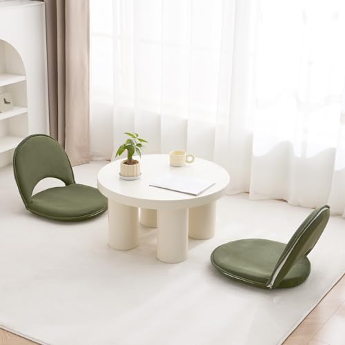 YOUKEEJOJO Floor Chair 5-Position Adjustable Back Support Chair Foldable Camping,Video-Gaming Reading Watching, Upholstered Meditation Convenient Seats (Green)