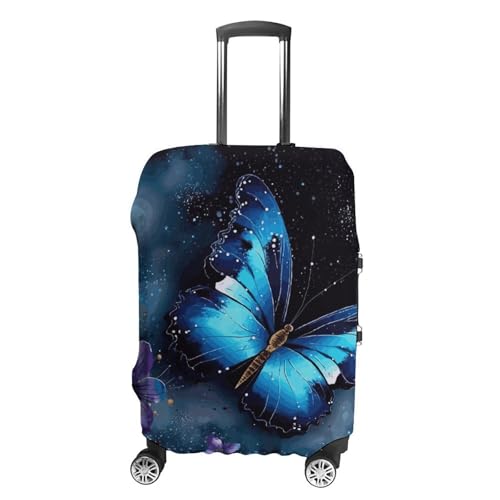 Galaxy Blue Butterfly Luggage Cover, Washable Elastic Suitcase Cover Protector Fit 18-32 Inch Luggage