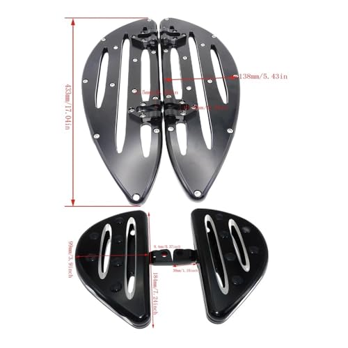 Repose-pieds moto arrière passager et pédale avant pour moto custom noire