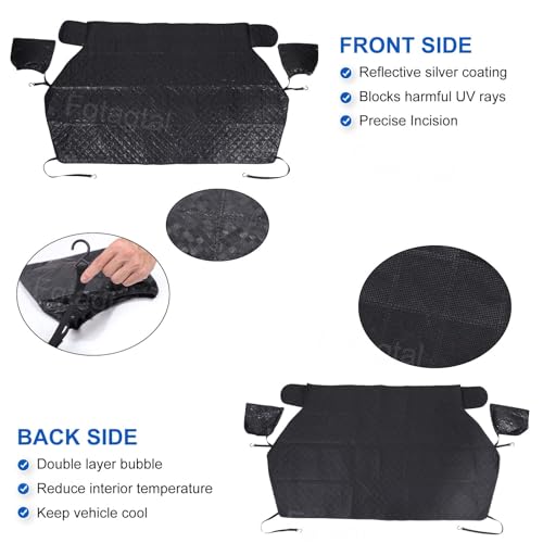 Image of Windshield Snow Cover Fit for Toyota FJ Cruiser 2007-2021, Front Windshield Cover for Ice and Snow, Auto Extra Thick Windshield Ice Cover Protects Windshield from Rain, Sun, Frost (Black)