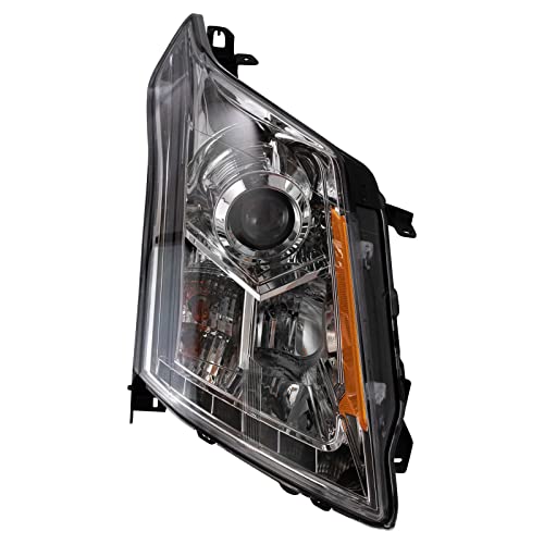 Image of TRQ 2 Piece Headlight Assembly Set Performance Halogen LED Light Bar Chrome Bezel Driver & Passenger Side Compatible with Cadillac SRX 2010-2016 GM2502345 GM2503345 22853872 22853873