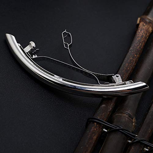 2Pcs Women Metal Alloy French Hair Barrette Hair Clip Simple Durable Hair Pin Hair Accessories Spring Clips (Silver) #TOP1
