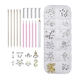 Générique Kit de pierres précieuses dentaires – Bijoux en pour dents DIY, paquet 13 x 5 x 1,2 cm | Comprend un stylo perforateur, des bâtons en bois, cotons tiges, des strass, un accessoire dentaire