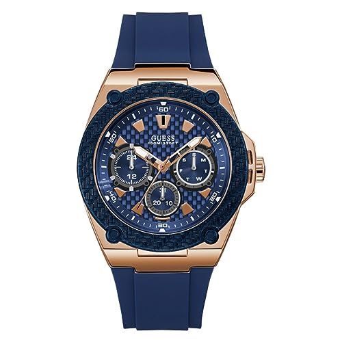 Montre GUESS Legacy Homme 45mm bracelet en silicone bleu avec mouvement quartz W1049G2