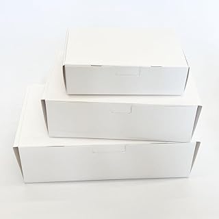 Fried chicken packaging box 25 packs, large, small, medium three specifications, Kraft paper box fried snacks,Kraft paper box ordinary. (White, Large(8.7 x 5.5 x 2.6inch))