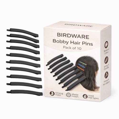 Image of BIRDWARE matte Hair Pin, Acrylic Hair Barrette, Thin Bobby Pin, Korean Hair Accessories Tictac Hair claw Clips Stylish hair Clip For Girls Women (Multicolor, Pack of 10 (Flate pin) (black)