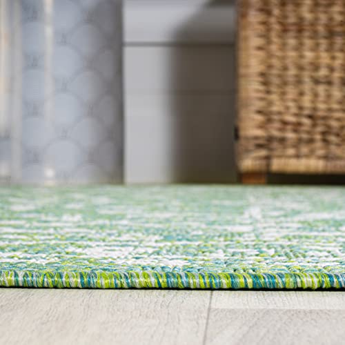 Image of JONATHAN Y Boho Medallion Indoor Outdoor Area Rug 8X10 Cream /Green, Malta Textured Weave for Backyard, Patio, Porch, Easy-Cleaning, High Traffic, Pet-Friendly, Non-Shedding (SMB104F-8)