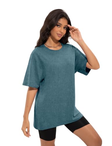 Image of Siimcuzy 2 /4 Pack Oversized Tshirts for Women Short Sleeves Workout Tops