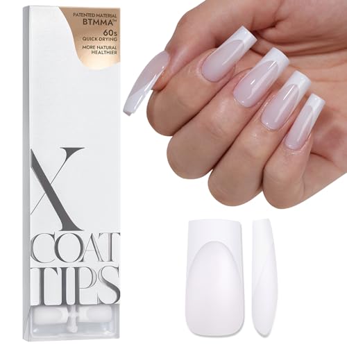 BTArtboxnails French Tip Press on Nails - 150pcs XCOATTIPS Long