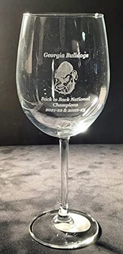 GFSF Georgia Bulldogs Back to Back National Champions 18 oz wine glass/water goblet