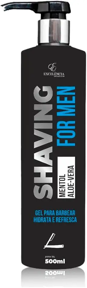 Excelência Shaving For Men, Gel de Barbear com Mentol e Aloe Vera, Hidratante e Refrescante, Preto, 300ml