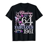 Photo Gallery womens cheers to 64 years old est 1961 64th birthday queen maglietta Photo Gallery womens cheers to 64 years old est 1961 64th birthday queen maglietta