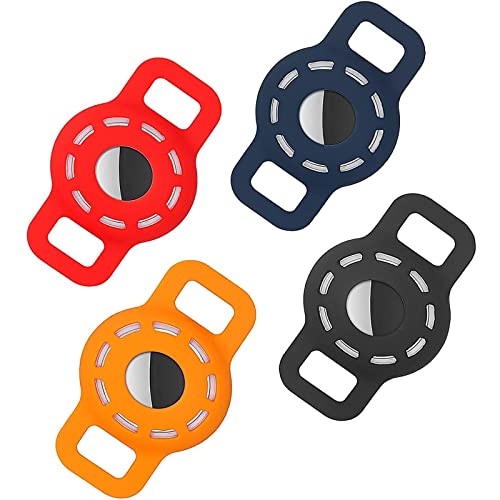 Amaessom Airtag Dog Collar Holder（4 Pack） Protective Airtag Case For Dog Collar，Anti-Lost Air Tag Case Holder Cover Compatible With Cat Dog Collars Loop ，Airtag Pet Holder 1.1 Inch Width #TOP24