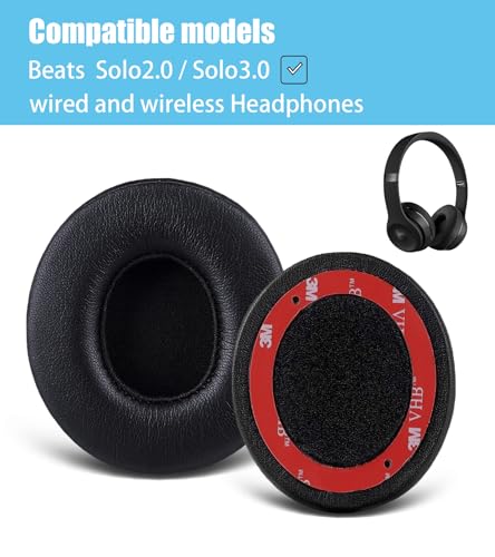 Replacement Ear Pads Compatible with Beats Solo3.0 Headphones | [Black] High-density sound-isolating soft ear pads, protein leather material miniatura 2