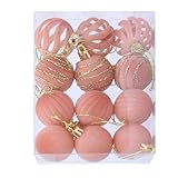 Juego de 12 bolas de Navidad inastillables para colgar en el árbol, decoración para boda, invierno, vacaciones, árbol