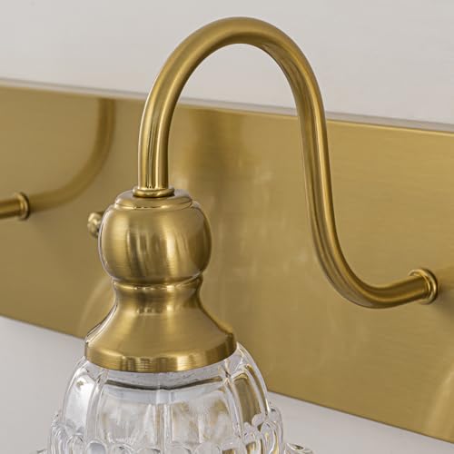 Image of EDISLIVE Vintage Vanity Light for Bathroom Gold 4-Light Bath Wall Light Fixture with Clear Flower Glass Shades 36.22 inch E12 Antique Wall Sconce for Bedroom Hallway Living Room Vanity Mirror