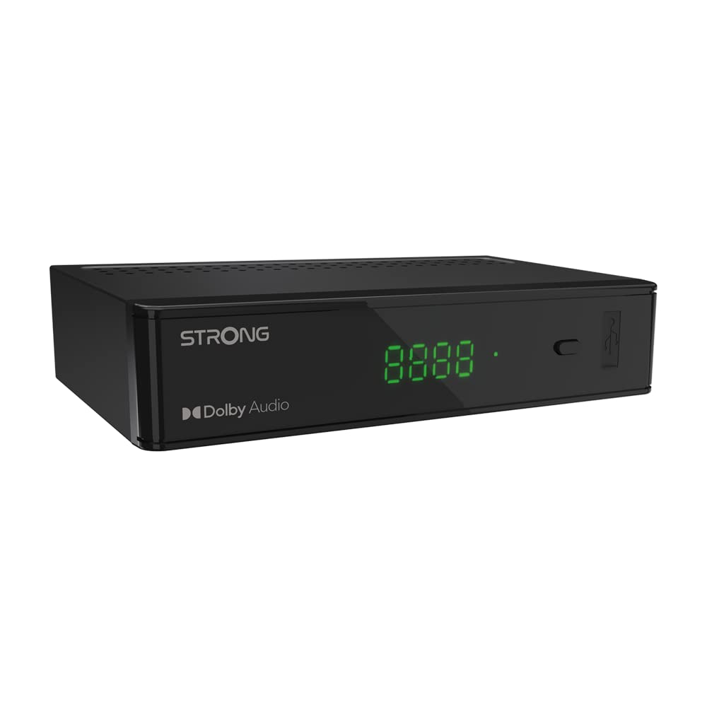 STRONG - Décodeur Satellite - Compatible 64 Satellites - Résolution HD - Port USB pour Mise à Jour - Port HDMI - Entrée Péritel - Noir