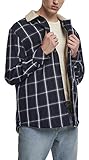 chaqueta vaquera forrada Acogedora y forrada chaqueta vaquera para hombre con cuello de piel de peluche en estilo de camisa a cuadros