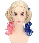 Cosplay False Hair, Suicide Squad Harley Quinn Cosplay Wig Women Double Ponytail Wig Adjustable S...