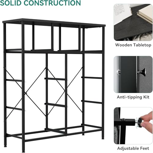 YITAHOME Dresser with 9 Drawers - Fabric Storage Tower, Organizer Unit for Bedroom, Living Room, Hallway, Closets & Nursery - Sturdy Steel Frame, Wooden Top & Easy Pull Fabric Bins (Black Grey)