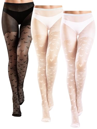 3 Pairs High Waist Fishnet Tights Thigh High Suspender Stockings Fishnet Thigh Stockings for Women