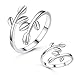Very Feminine!Womens Silver Elegant Open Leaf Branch Wrap Finger Ring High Polished