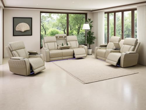 Dekmxas 3-Piece Recliner Sofa Set with Cup Holders