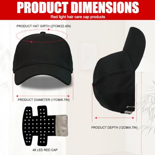 Rotlicht Haare LED Cap, 660nm+450nm+850nm Rotlichtlampe Haarwachstumskappe mit 4 Modi, Abnehmbarem Rotlicht Panel, Red Light Therapy Haare Anti-Haarausfall, Einstellbare Größe Cap für Männer/Frauen