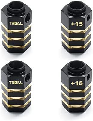 Treal Brass Extended Wheel Hubs Hex Pins Blackening 4pcs-Set Compatible with TRX-4 RC Car +15mm
