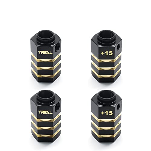 Treal Brass Extended Wheel Hubs Hex Pins Blackening 4Pcs-Set Compatible With Trx-4 Rc Car +15Mm #TOP2