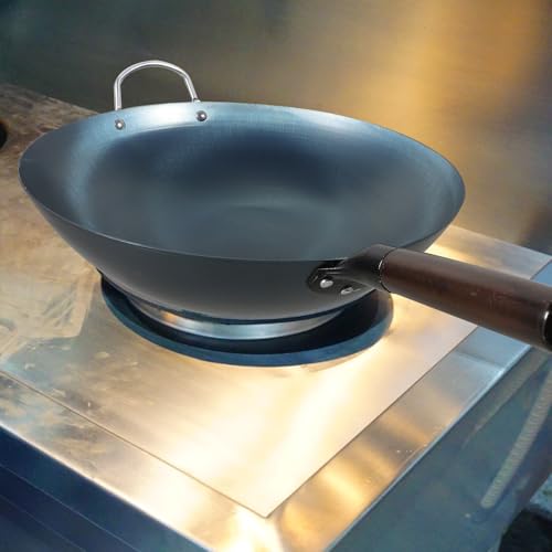 Wok de Hierro Sazonado 32cm con Mango de Madera miniatura 5
