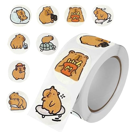 Capybara Aufkleber- Capybara Sticker Rolle -cartoon-tiermotiven Sticker Rollen | Lustige Capybara -Aufkleber | Lustiger Capybara-aufkleberrollen -Abziehbilder Für Wasserflaschen -Motorrad -Laptop