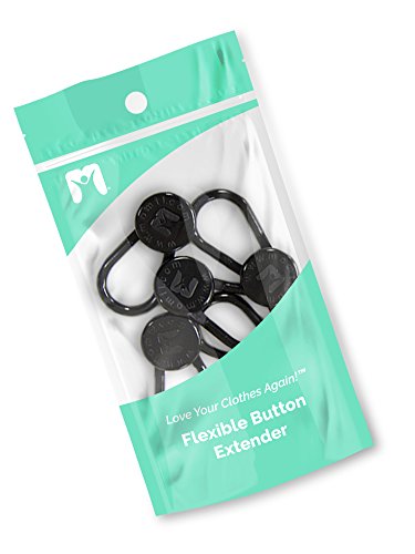 Flex Button Pant Extender 5-Pack - Adds 1-2 Inches, Super Sturdy with a Little Stretch (Black)