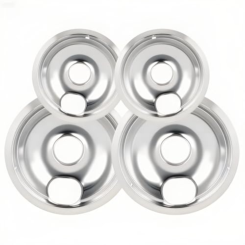 Comparison: Best Pans For An Electric Stove 7 Drip Pans Electric Stove Drip Pans, Chrome Stove Drip Pans Replacement Compatible for Most Plug-in Electric Ranges include Silver 2 * 6in and 2 * 8in