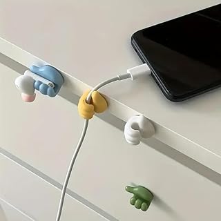 5pcs Thumb-Shaped Cable Organizer Clips - No-Drill Adhesive Hooks for Home