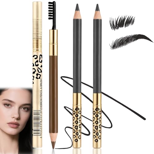 Image of 2PCS Dual-Ended Eyebrow Pencils for Precise Shaping & Blending - Waterproof, Sweat-Resistant, Long-Lasting Formula, Twist-Up Design, Smudge-Proof, for All-Day Wear (Grey)