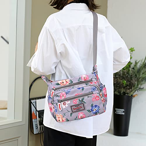 Witery Crossboby Bag For Women - Waterproof Nylon Multi-Pocket Purse Floral Shoulder Bag Zipper Handbag Messenger Bag With Adjustable Strap, Casual Ladies Medium Roomy Travel Purses Hobo Tote Bag #TOP6
