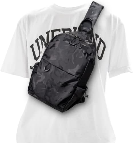 CANTLOR Men Small Sling Bag Crossbody Backpack Travel Daypacks Chest Pack Lightweight Outdoor Shoulder Bag One Strap (991801-Black camouflage)