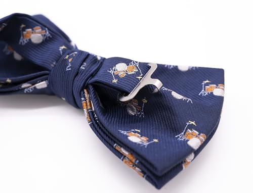 Carahere Mens Bow Tie Handmade Pre-Tied Fun Pattern Bow Ties for Men Deep Orange - Thumbnail 5