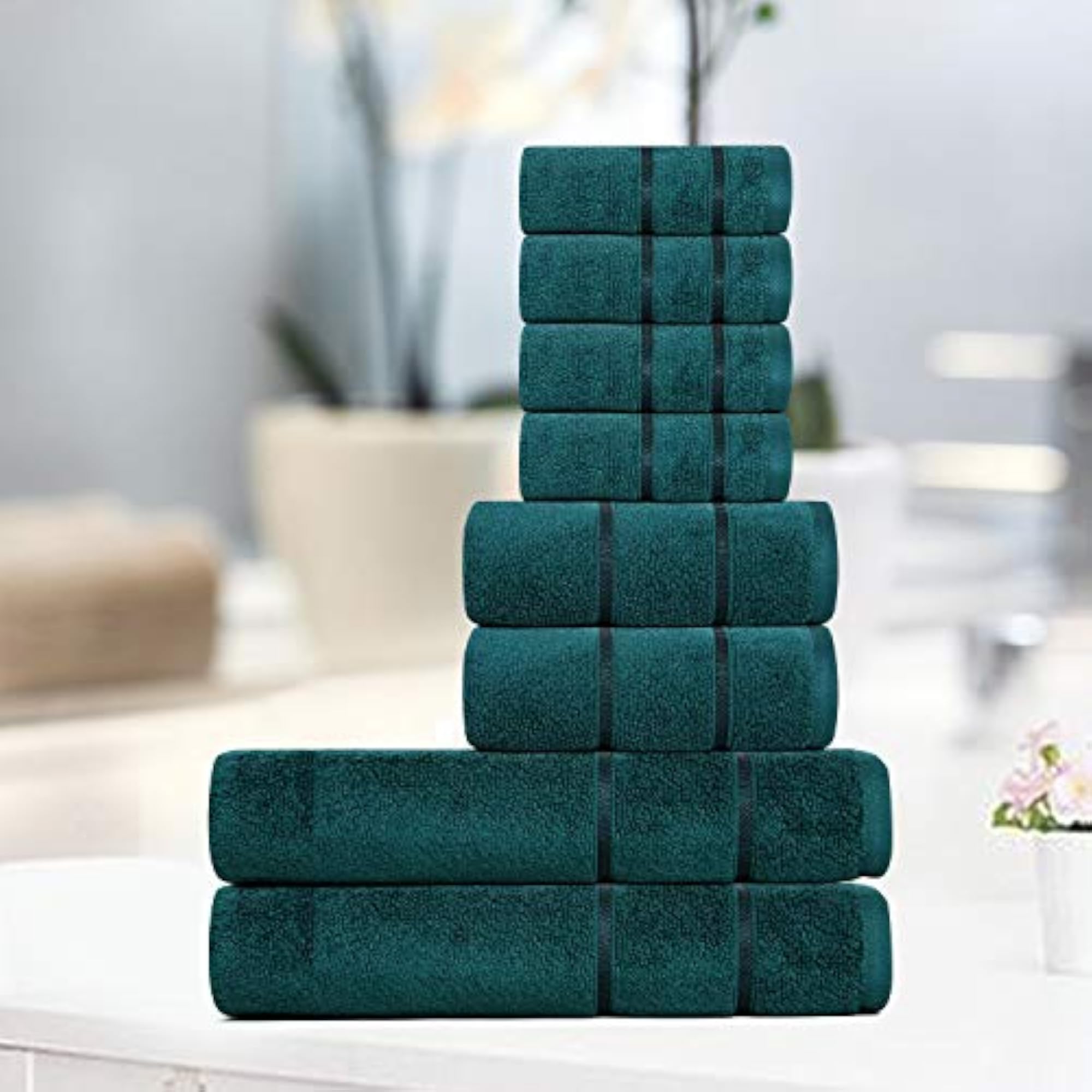 Allure Luxury Zero Twist Cotton Towel Set, 8 Pieces