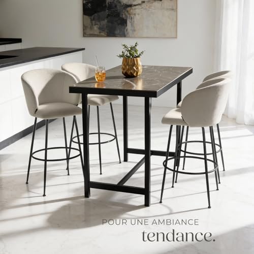 Chaise de bar en velours rembourré avec dossier large et un repose pieds Lot de 2 - vue 2