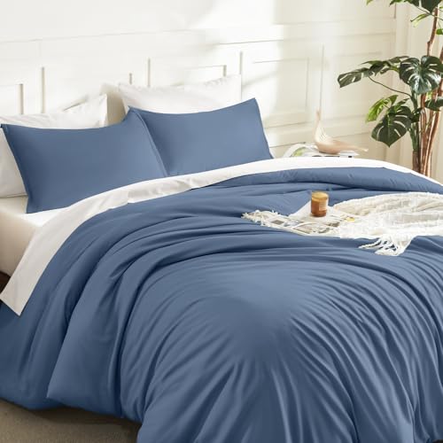 Image of Litanika Comforters Queen Size Ocean Blue, 3 Pieces Lightweight Solid Bedding Set & Collections, All Season Fluffy Bed Set (90x90 Inches Comforter & 2 Pillowcases)