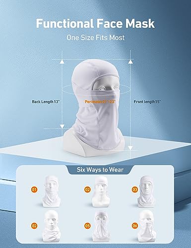 AstroAI Ski Mask Balaclava, Windproof UV Protector Face Cover, White - image 4