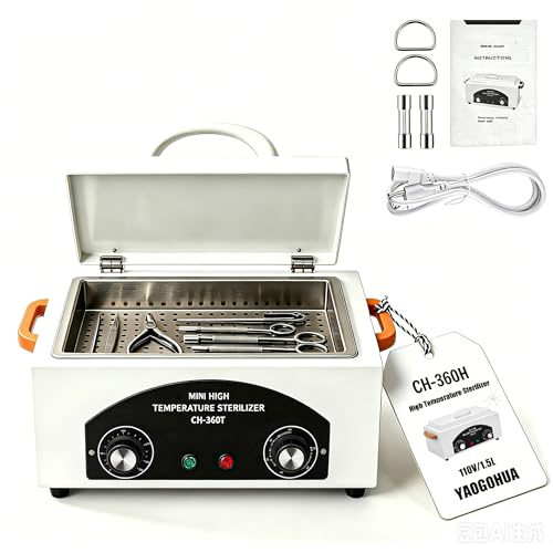 High Temperature Sterilizer Autoclave Machine 110V 1.5L Metal Tool Cleaner Machine 300W esterilizador de manicura Nail Tool Sterilizer with Timer for Sundry Beauty Hair Nail Metal Tools