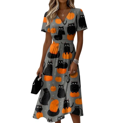 Robe midi femme col en v aux finitions soignées et taille élastiquée cintrée