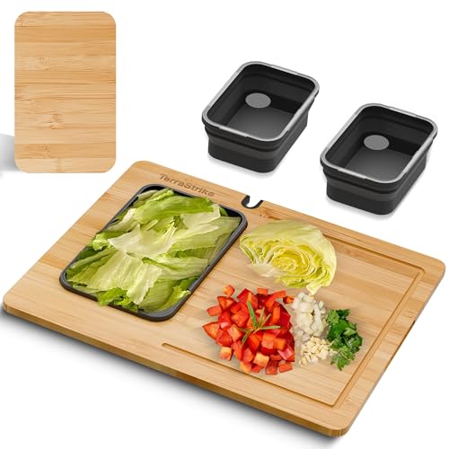 TerraStrike Bamboo Cutting Board Set with Knife...